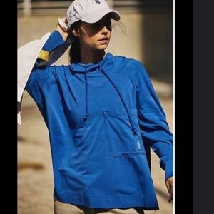 Free People Movement Hot Shot Hoodie Pullover Blue Oversized Slouchy L